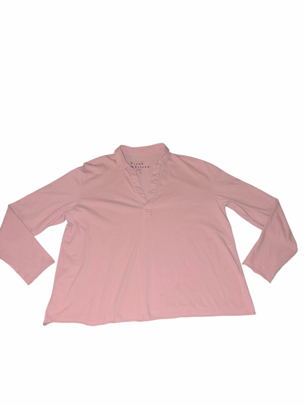 EUC Frank & Eileen Patrick Popover Henley Top Sweatshirt Pink Mauve Large Cotton
